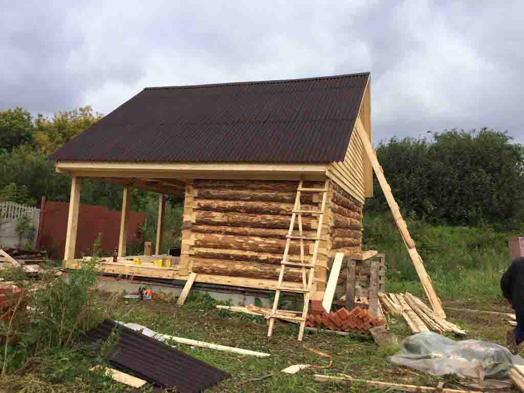 проект бани из бревна, строительство бани из бревна, баня под усадку, пермь